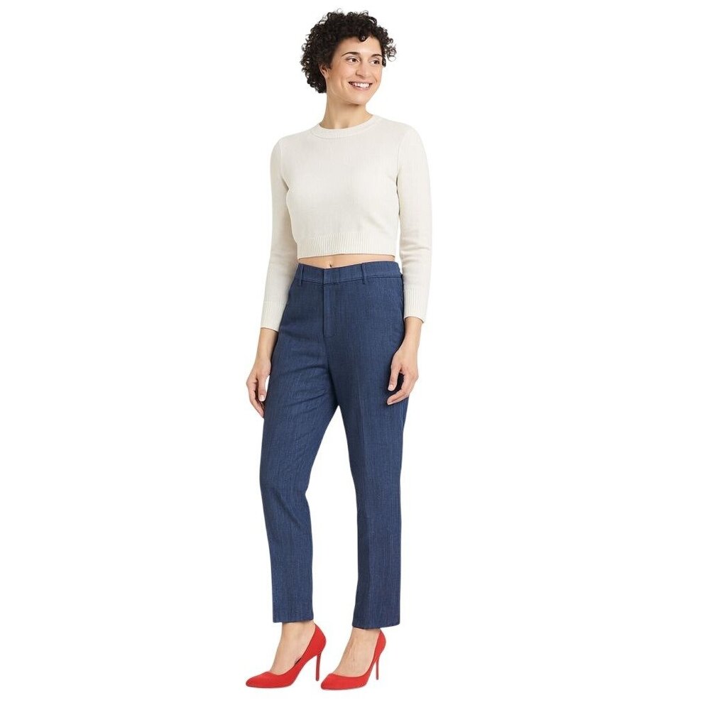 Banana Republic Size 31/12 Womens Avery Blue Slim Fit Trousers Cotton Blend